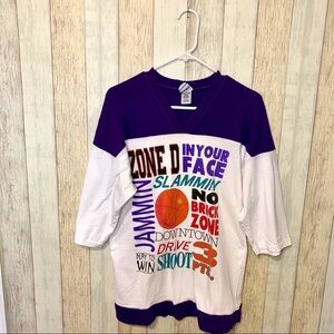 Vintage 1980s Basketball Graphic V-Neck Tee